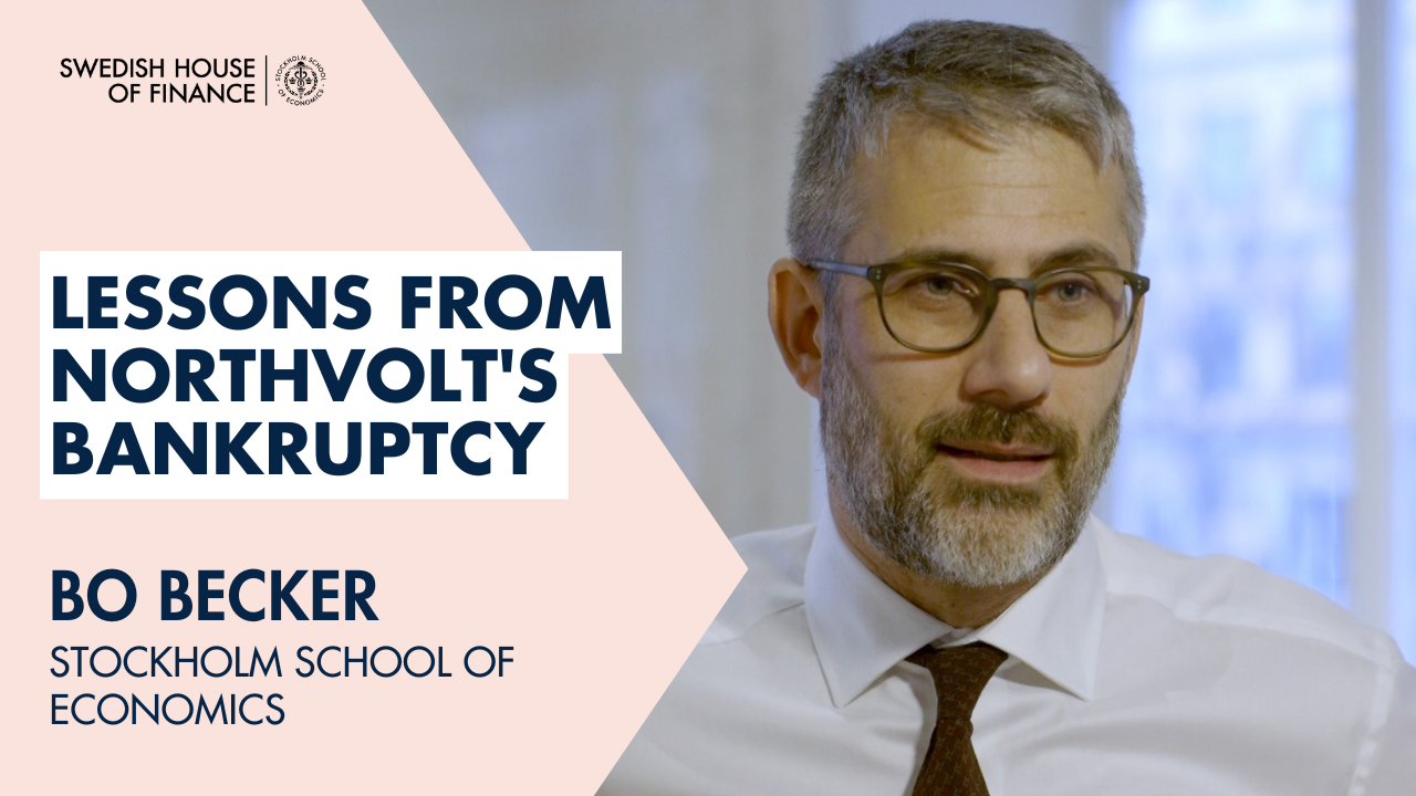 Portrait of Bo Becker and the text "Lessons from Northvolt's bankruptcy"