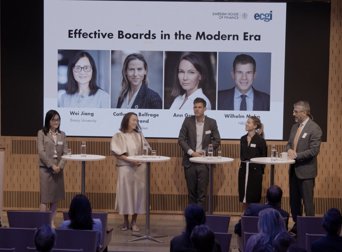  Panel discussion at a Swedish House of Finance conference on corporate governance.
