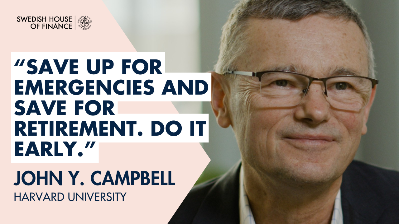 Portrait of John Campbell with the text "Save up for emergencies and save for retirement. Do it early."