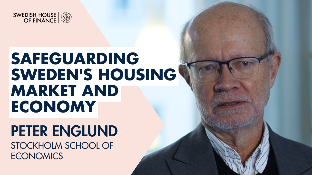 Portrait of Peter Englund and the text "Safeguarding Sweden's housing market and economy"