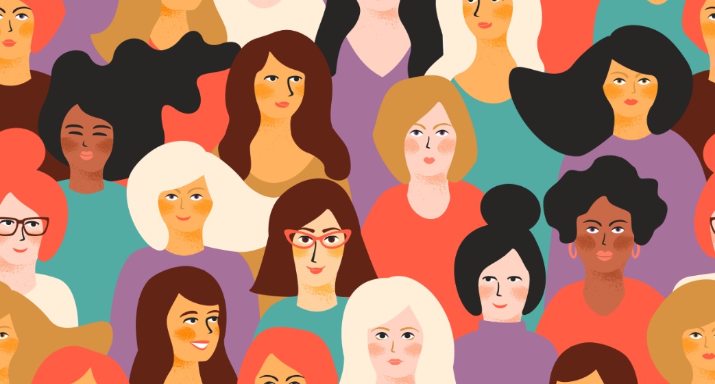  Illustration of a diverse group of women representing women in finance.