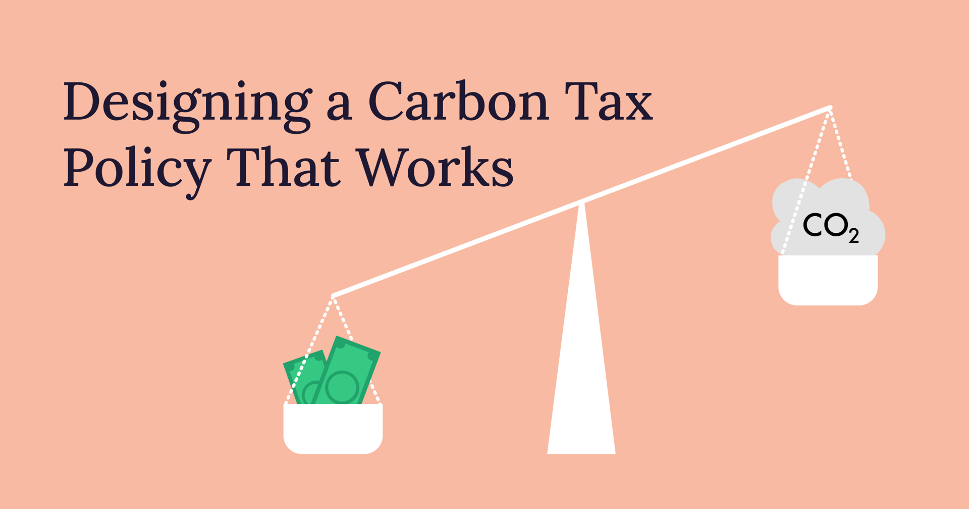 Illustration of a balance scale comparing money and carbon emissions