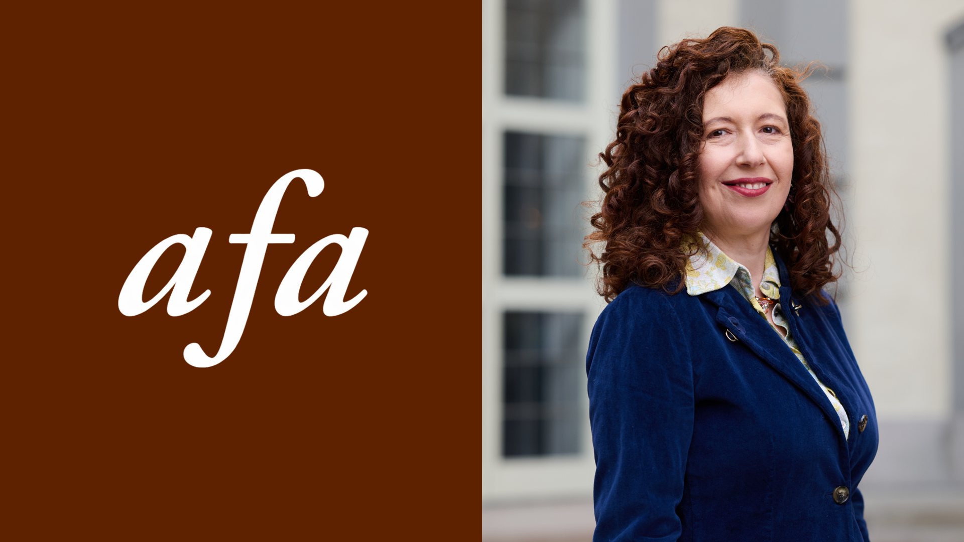 Portrait of Mariassunta Giannetti with Afa logo