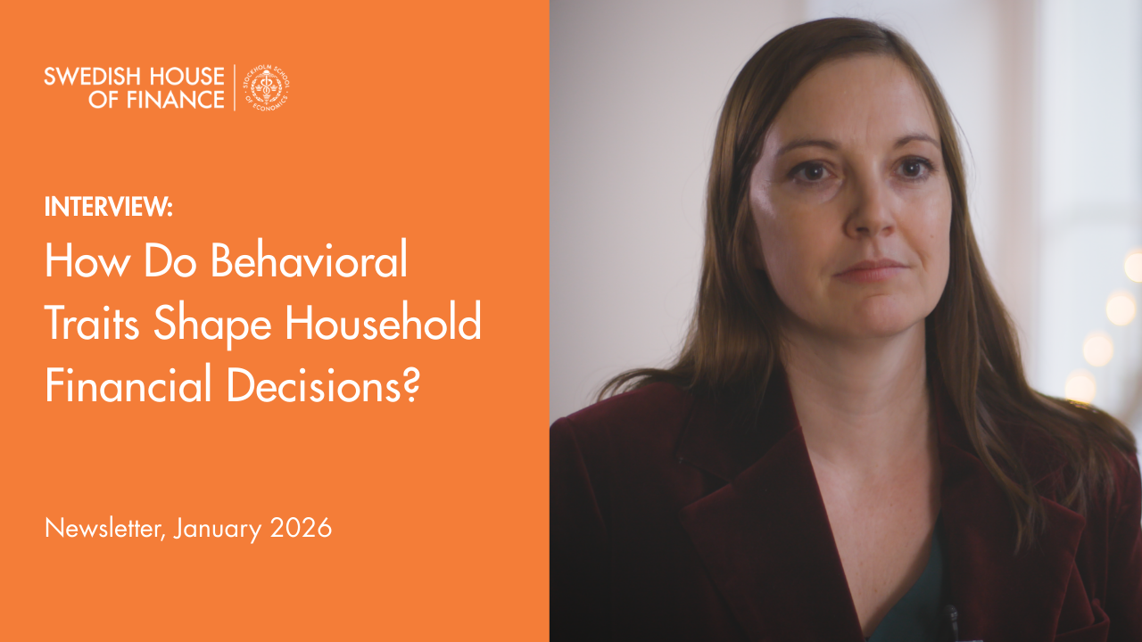 Newsletter cover featuring an interview on household financial decisions and a portrait of the interviewee