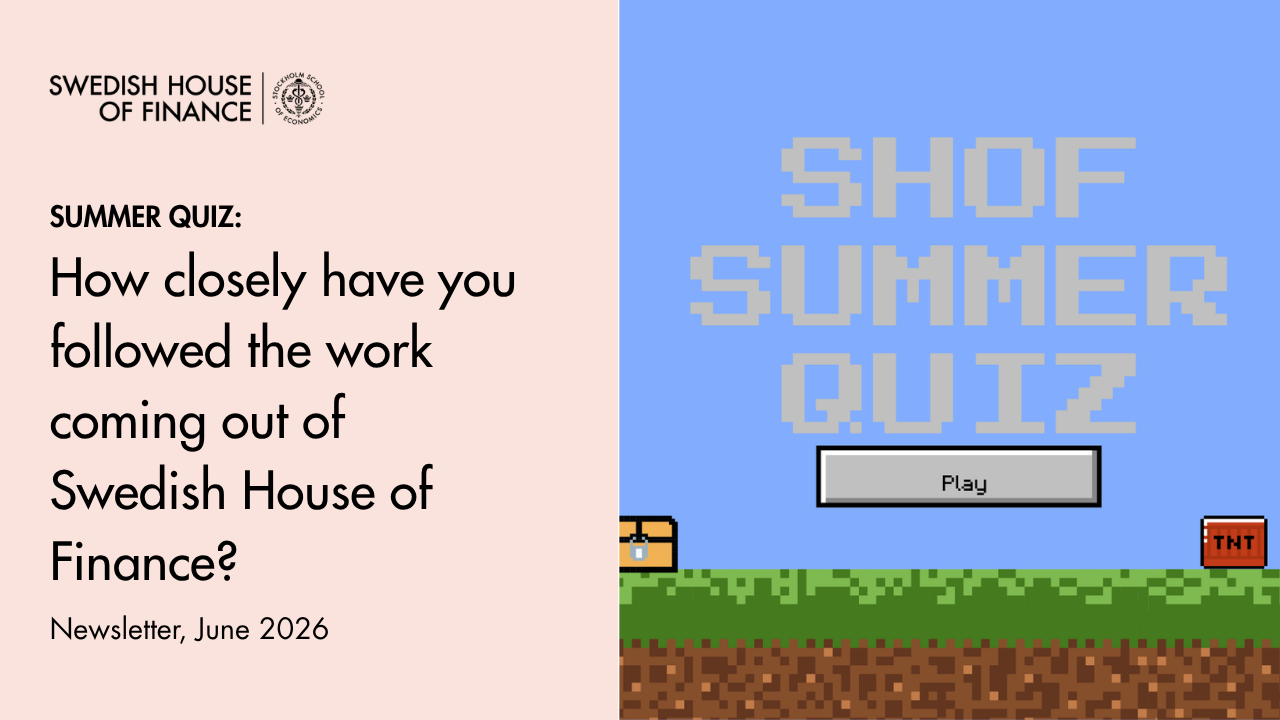 A spread from the Swedish House of Finance June 2026 newsletter